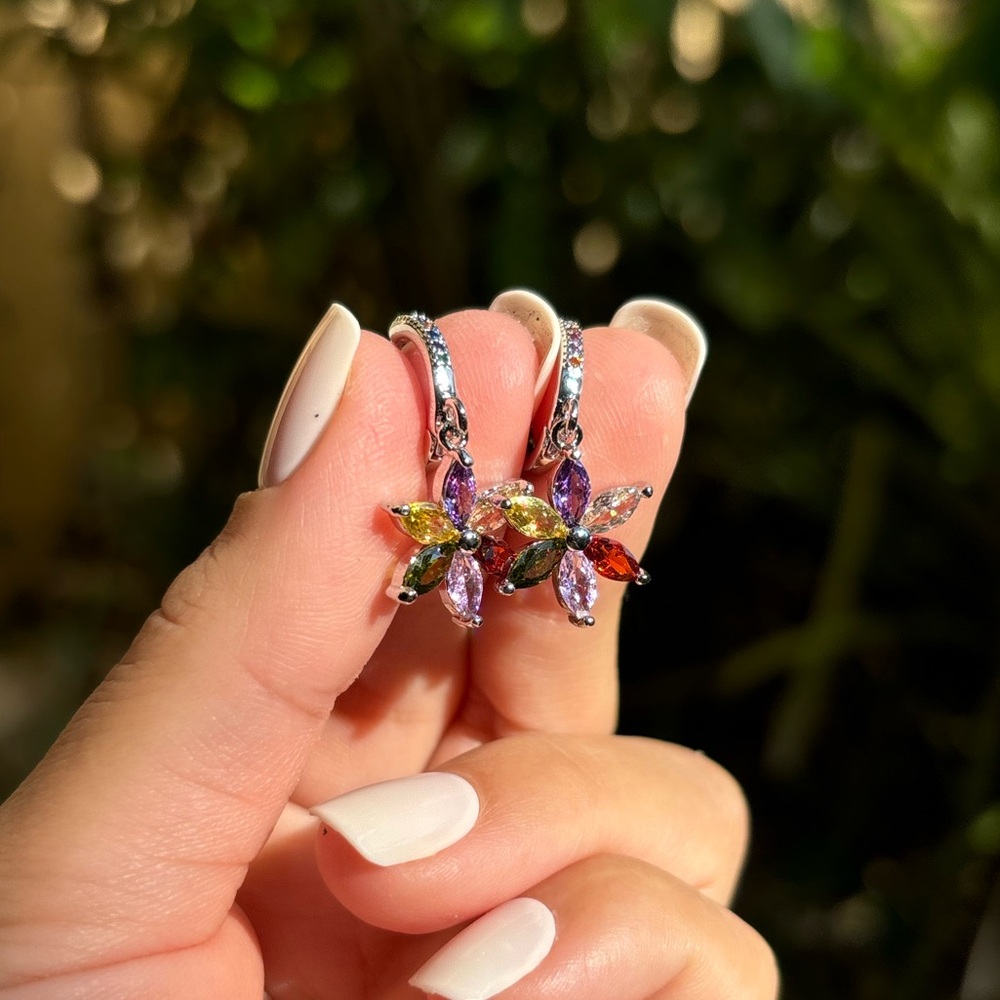 Multicolor Floral Drop Earrings - Picture 6 of 6
